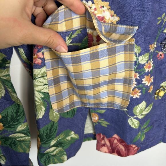 Vintage Jacket Womens Size Small Cottage Granny Floral Plaid Country Chic Artsy - Picture 4 of 7